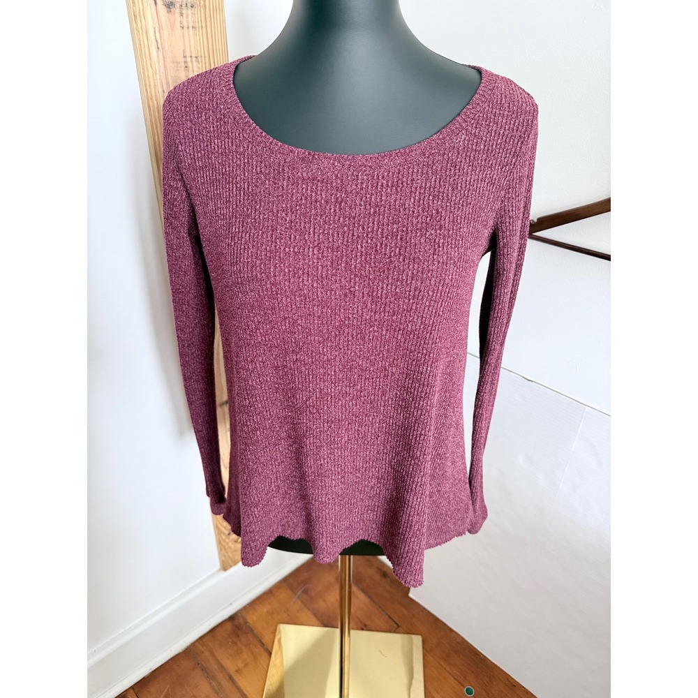 American Eagle‎ Soft Knit Sweater Top Open Back Keyhole Burgundy Size Medium - Picture 2 of 5